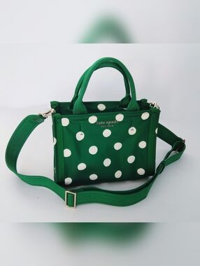 NWOT. Kate Spade Green Polka Dot Crossbody Small Tote.
